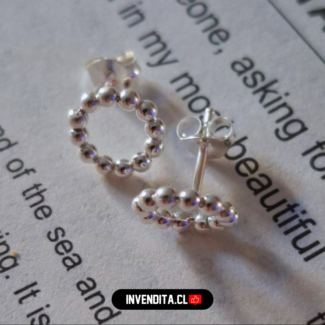 Aros de plata 925 estilo circulo con esferas