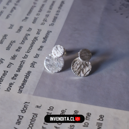 Aros de plata 925 doble placa circular satinadas