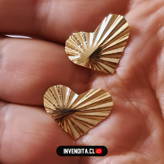Aros enchapados en oro corazones biselados