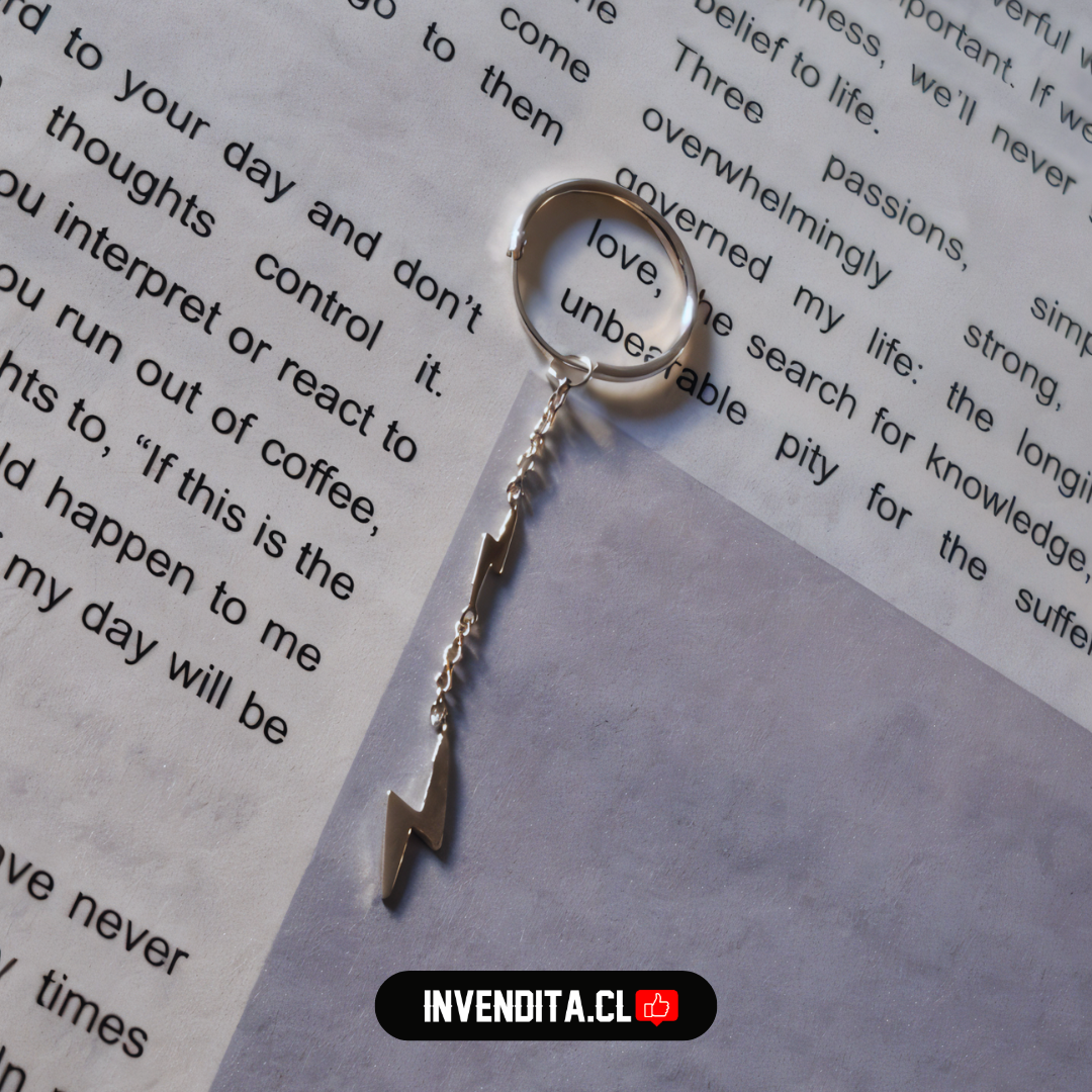 Aros de plata 925 argollas con cadena y rayos