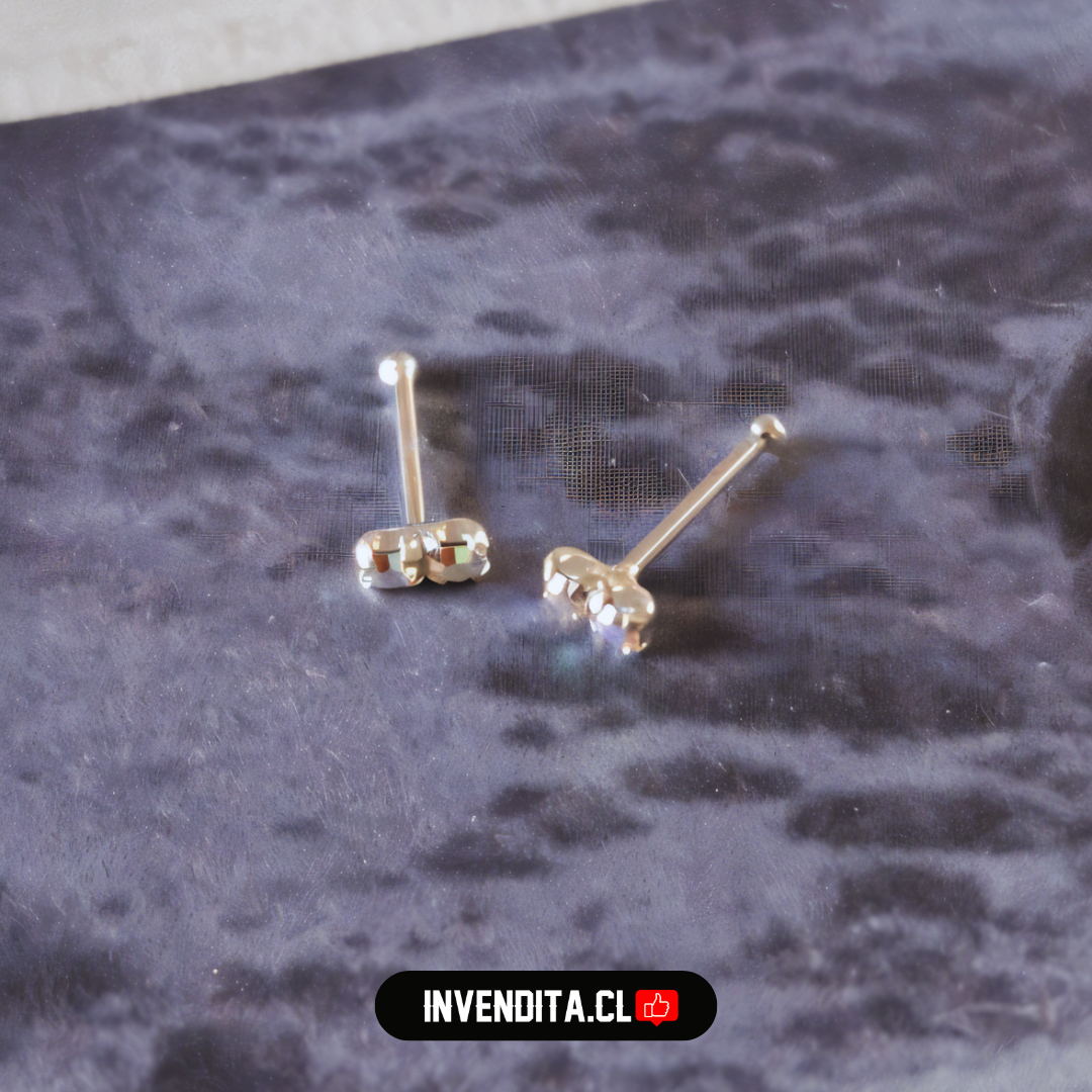 Aros de plata 925 piercing doble cuadrado