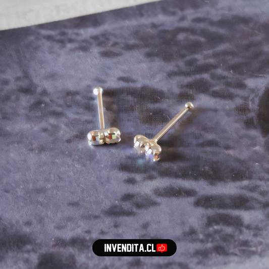 Aros de plata 925 piercing doble cuadrado