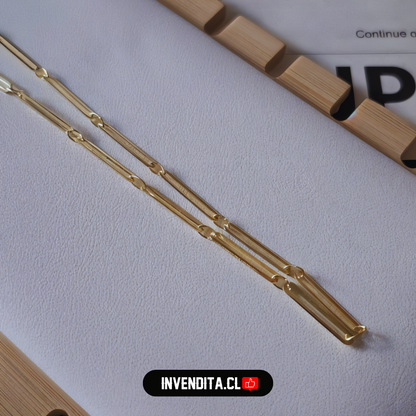 Collar enchapado en oro eslabones ovalados largos