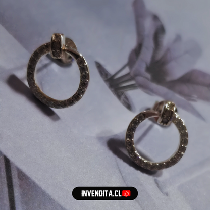 Aros de plata 925 estilo arete circular con circones