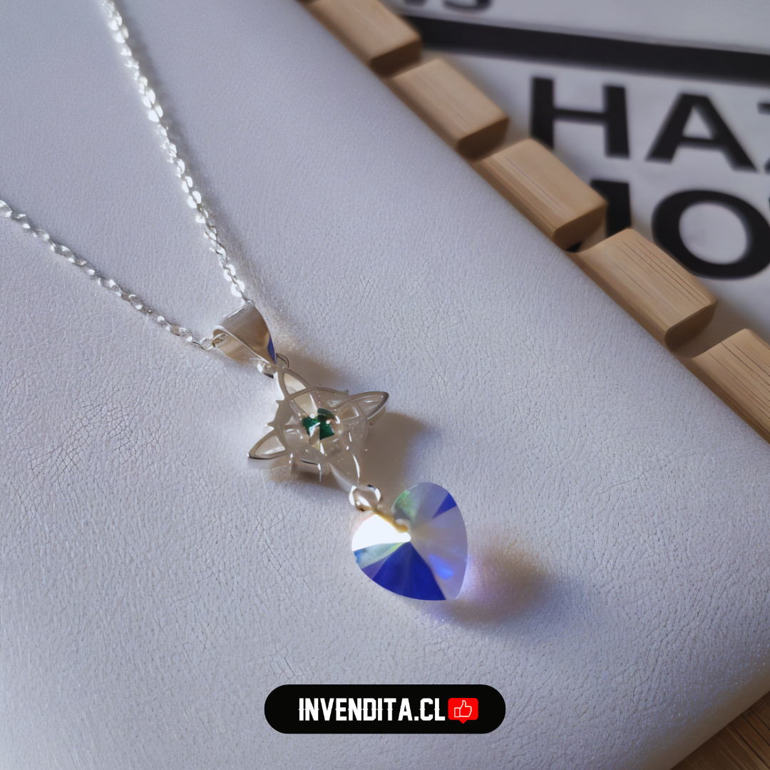 Collar de Plata 925 nudo de brujas con corazón cristal hecho con Swarovski