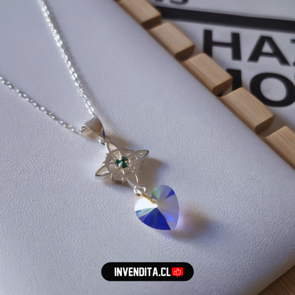 Collar de Plata 925 nudo de brujas con corazón cristal hecho con Swarovski