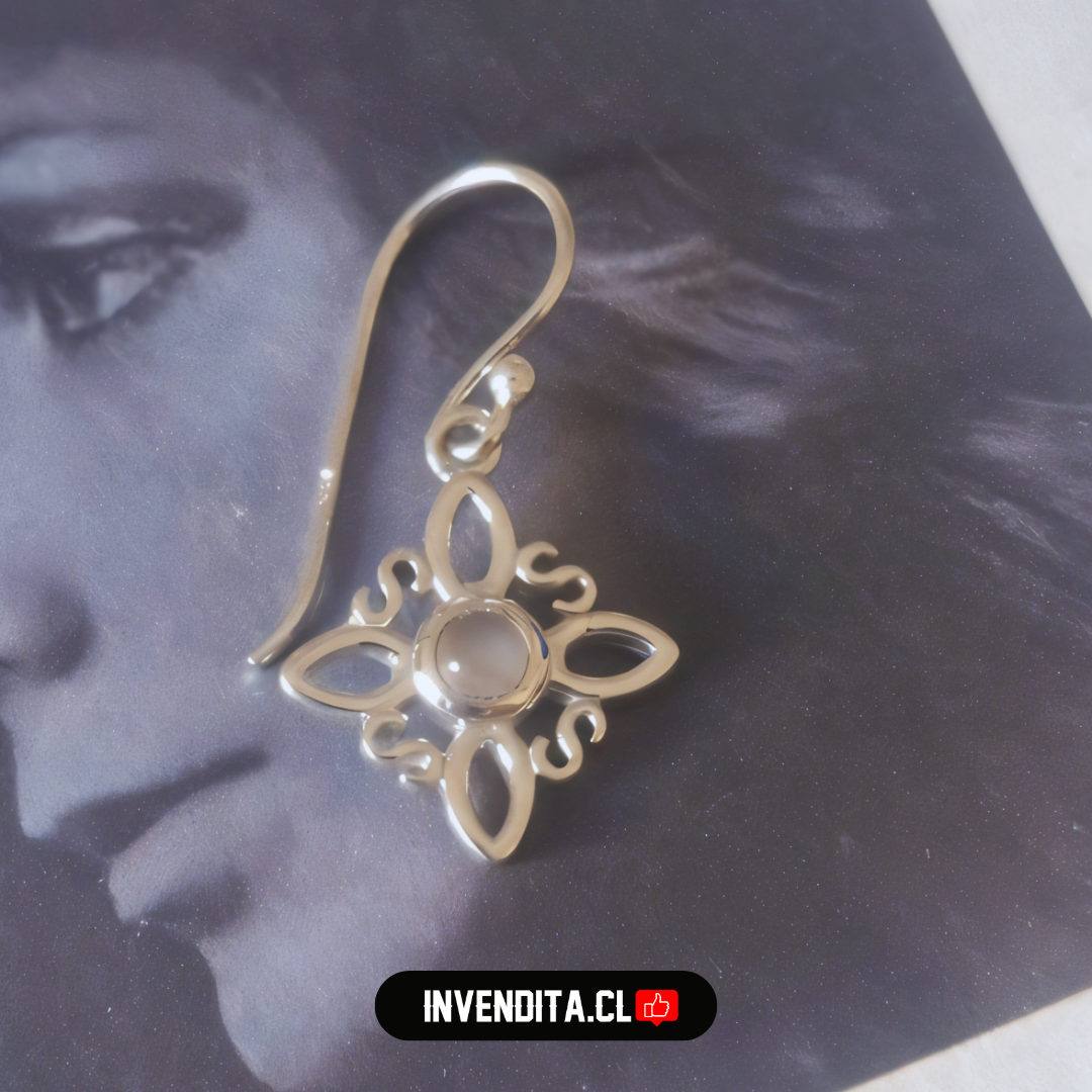 Aros de plata 925 nudo de brujas con piedra luna