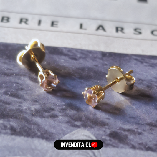 Aros enchapados en oro circones rosas