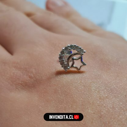 Aros de plata 925 figuras de estrella y luna con circones