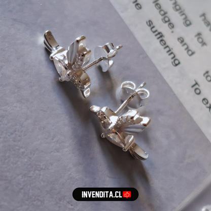 Aros de plata 925 colibrí con circones