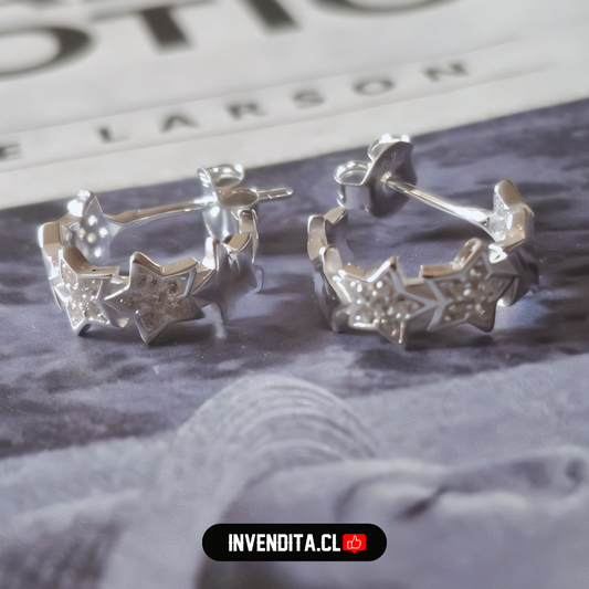 Aros de plata 925 semi argollas de estrellas