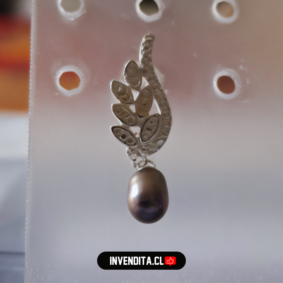 Aros de plata 925 ala con perla oscura