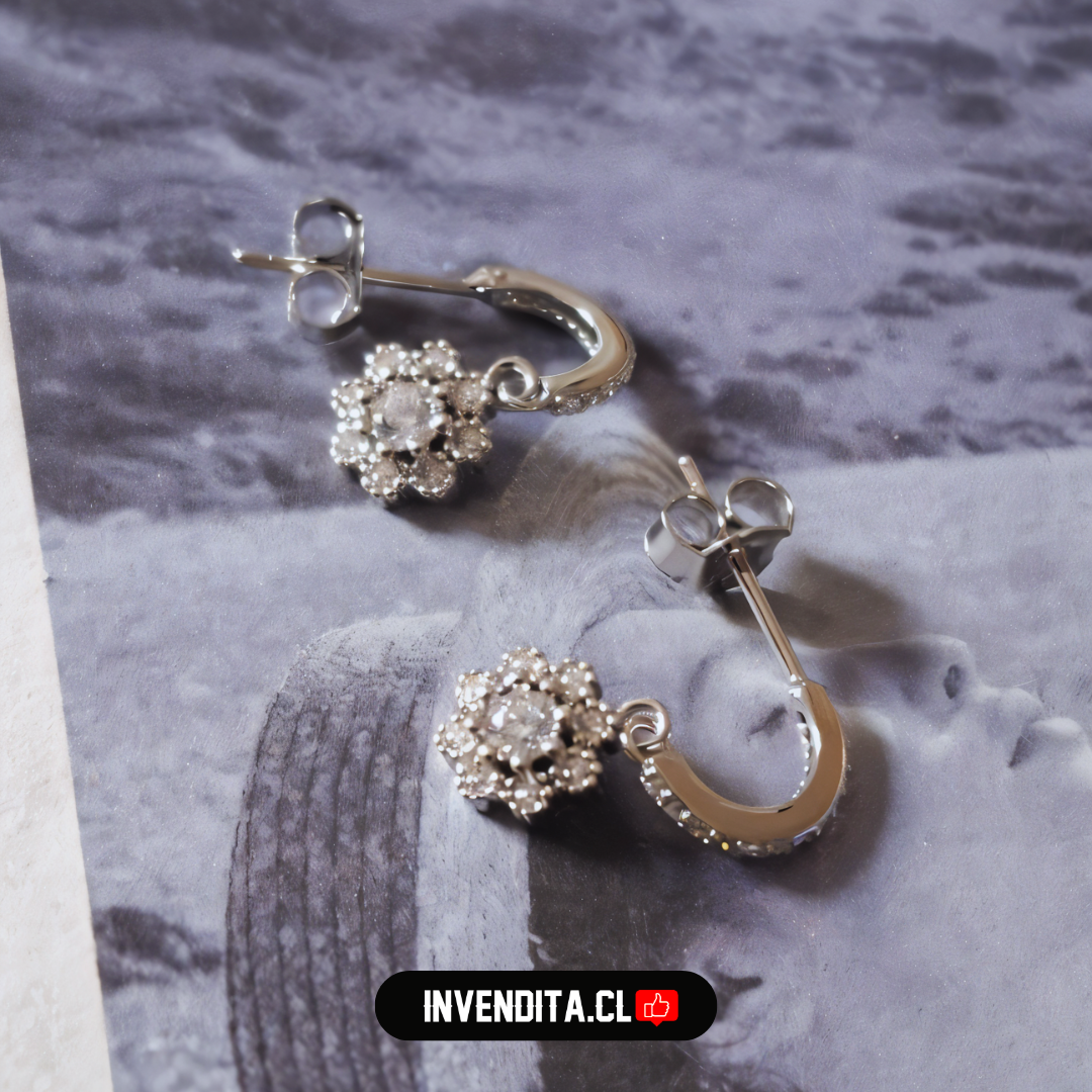 Aros de plata 925 flor de circones