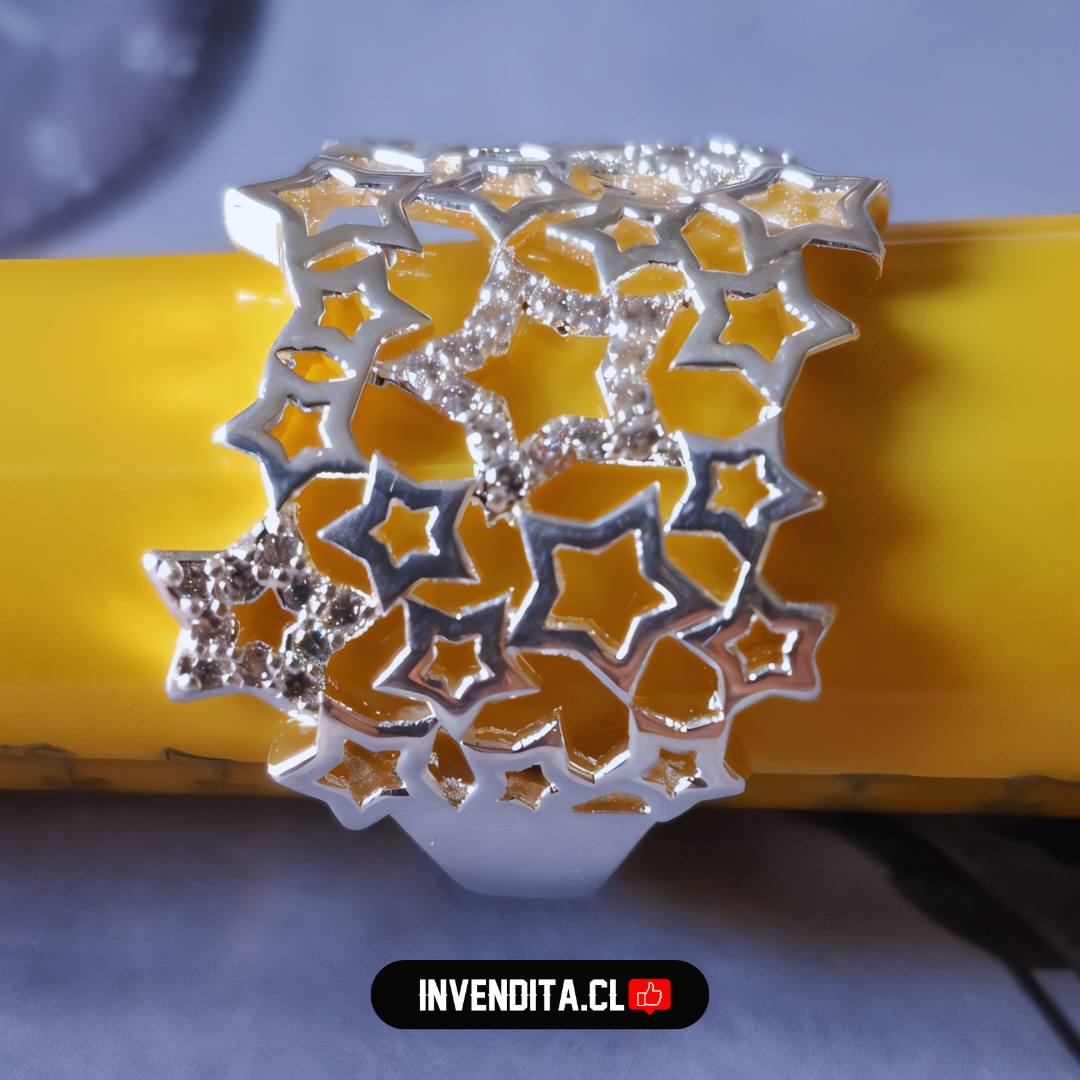 Anillo enchapado en plata lluvia de estrellas
