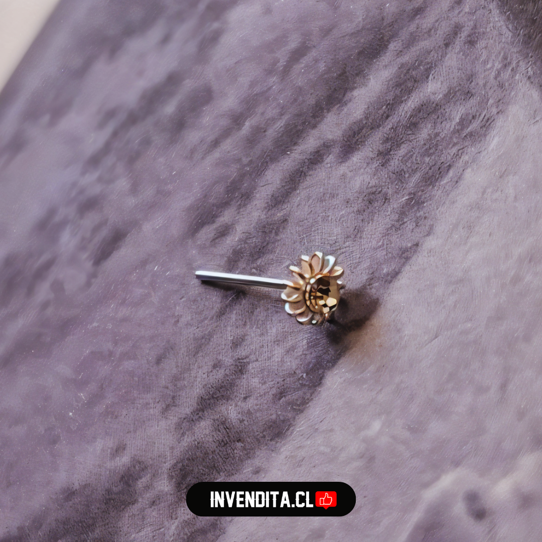 Aros de plata 925 piercing flor pétalo con circón