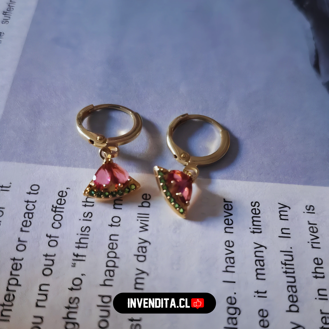 Aros enchapados en oro argollas con colgantes de sandía