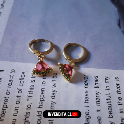 Aros enchapados en oro argollas con colgantes de sandía