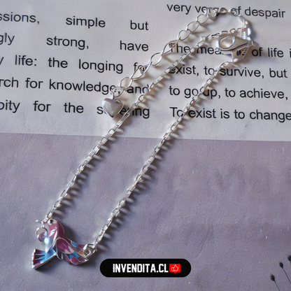 Pulsera de plata 925 colibrí esmaltado dos colores