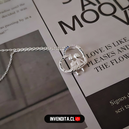Collar de plata 925 corazón madre e hija con circones