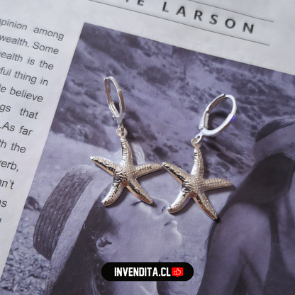 Aros enchapados en plata argollas con estrellas de mar