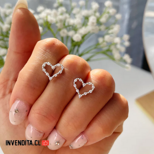 Aros de plata 925 corazones con micro circones