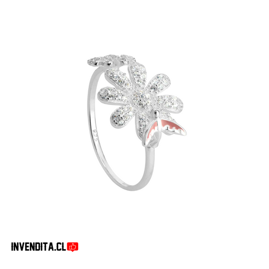 Anillo de Plata 925 Margarita de Circones con Golondrina