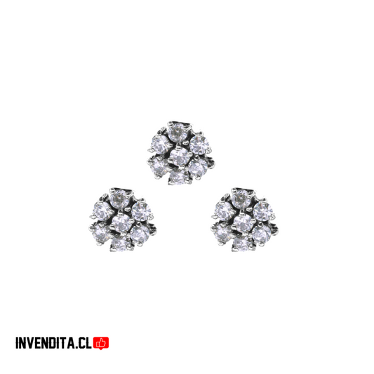Conjunto de plata 925 trio de circones floreados