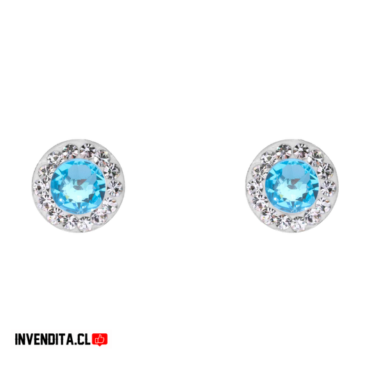 Aros de plata 925 strass con circón celeste