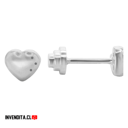 Aros de plata 925 para niños con tope corazón con detalles