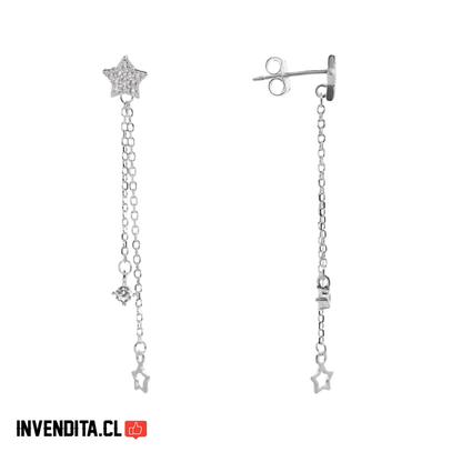 Aros plata 925 cadena con estrella y circón