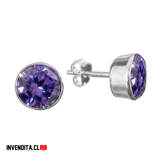 Aros de plata 925 circón morado