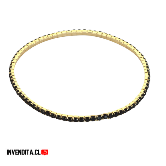 Pulsera enchapada en oro elástica con circones onix