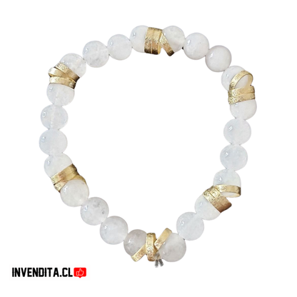 Pulsera enchapada en oro selenita blanca con detalles