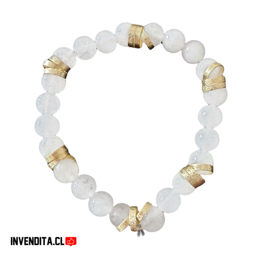Pulsera enchapada en oro selenita blanca con detalles