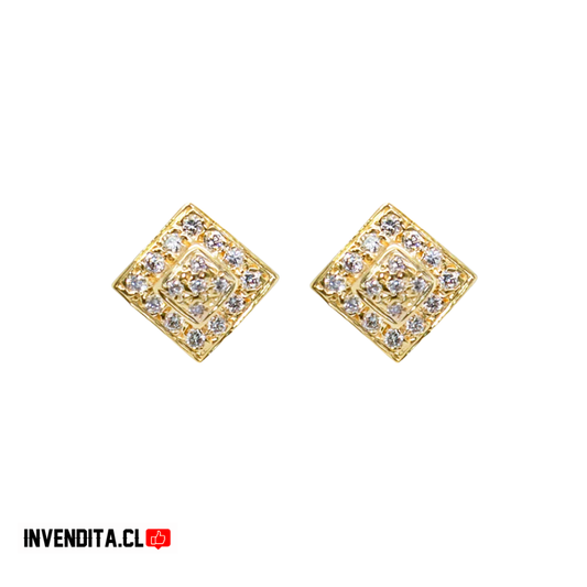 Aros enchapados en oro cuadrado con circones
