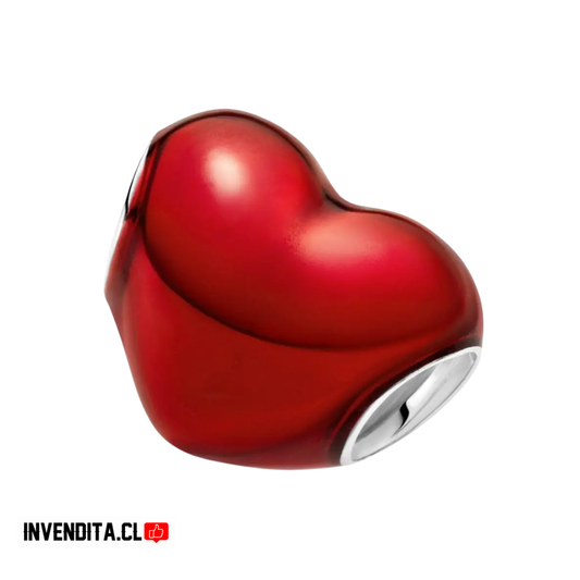Charm estilo pandora corazón metálico rojo