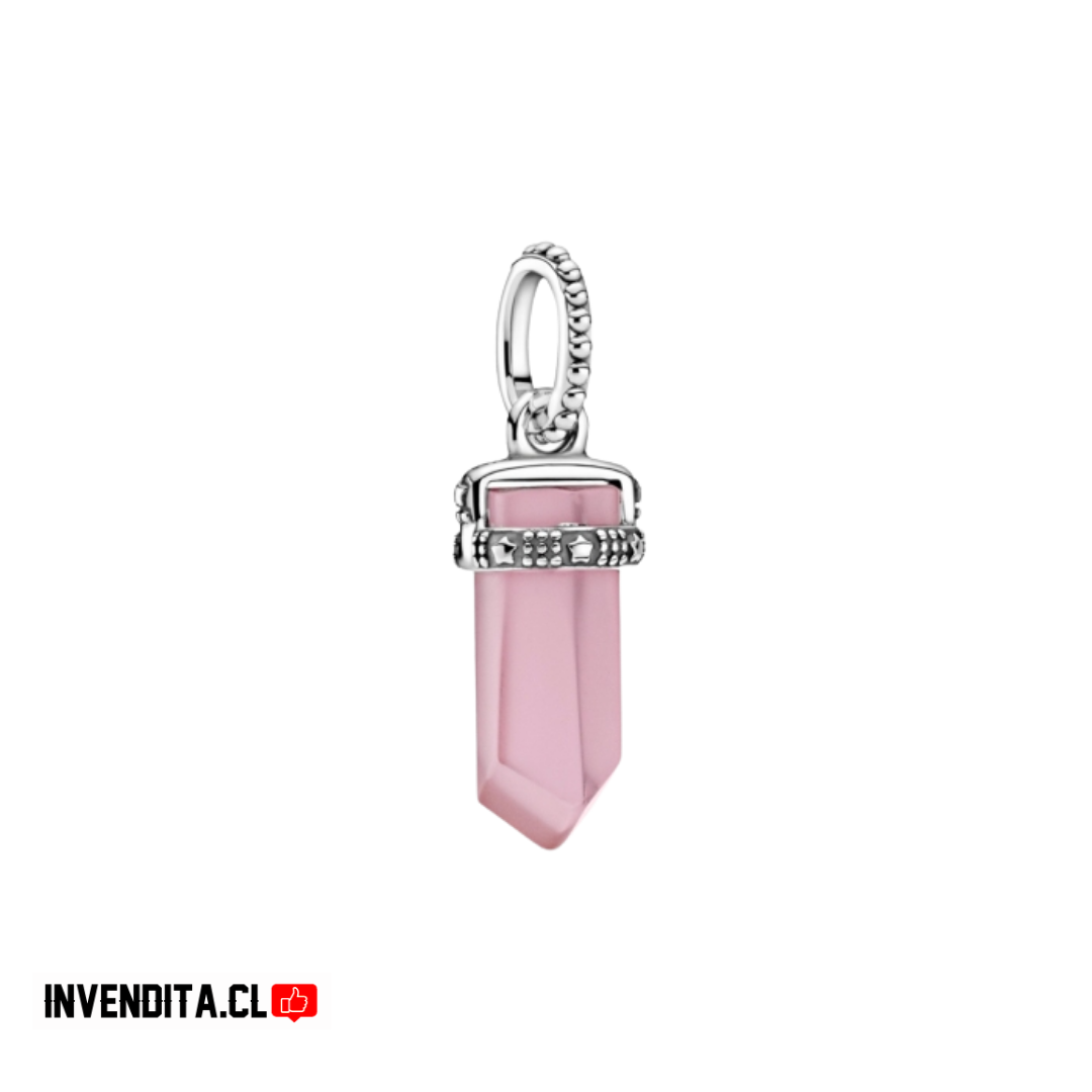 Charm estilo pandora péndulo de cuarzo rosa