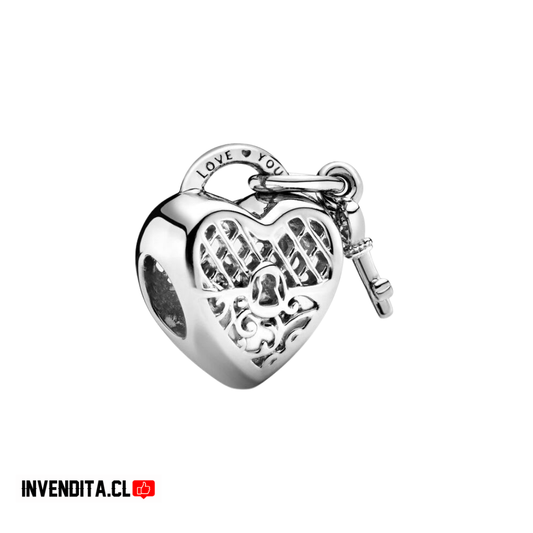Charm estilo pandora corazón con llave
