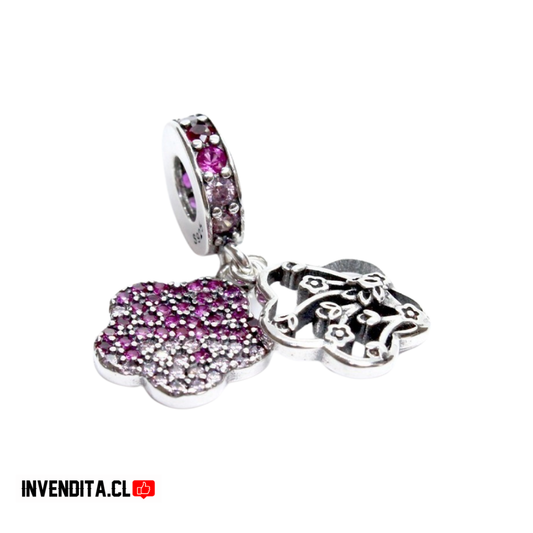 Charm estilo pandora flores pink circones