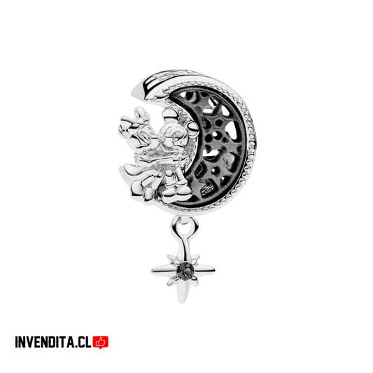 Charm estilo pandora Mickey & Minnie en la luna