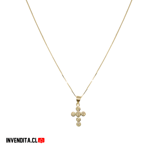 Collar enchapado en oro figura de cruz con circones