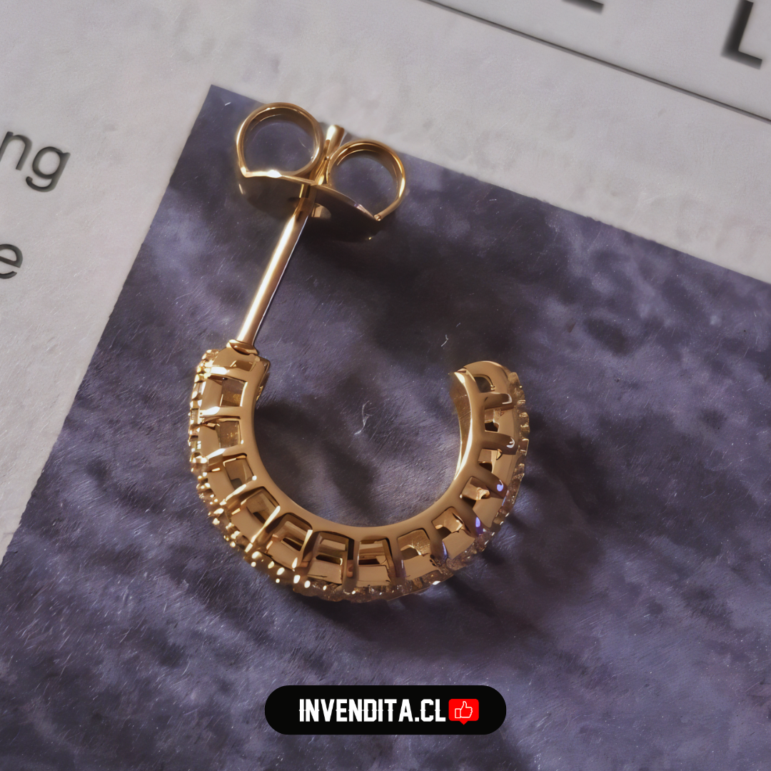 Aros enchapados en oro argollas pequeñas con circones