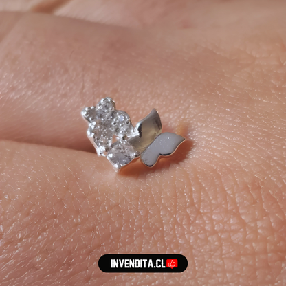 Aros de plata 925 dos mariposas con circones