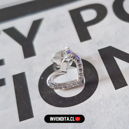 Aros de plata 925 corazón mitad con circones