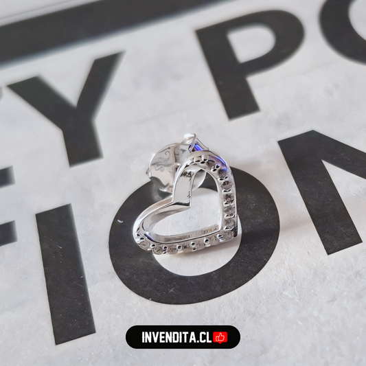 Aros de plata 925 corazón mitad con circones