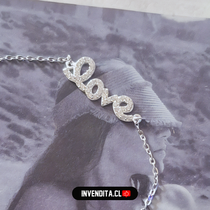 Pulsera de plata 925 palabra LOVE con circones