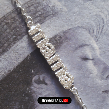 Pulsera de plata 925 palabra MAMÁ con circones