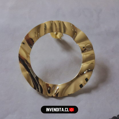 Aros enchapados en oro circulos ondulados