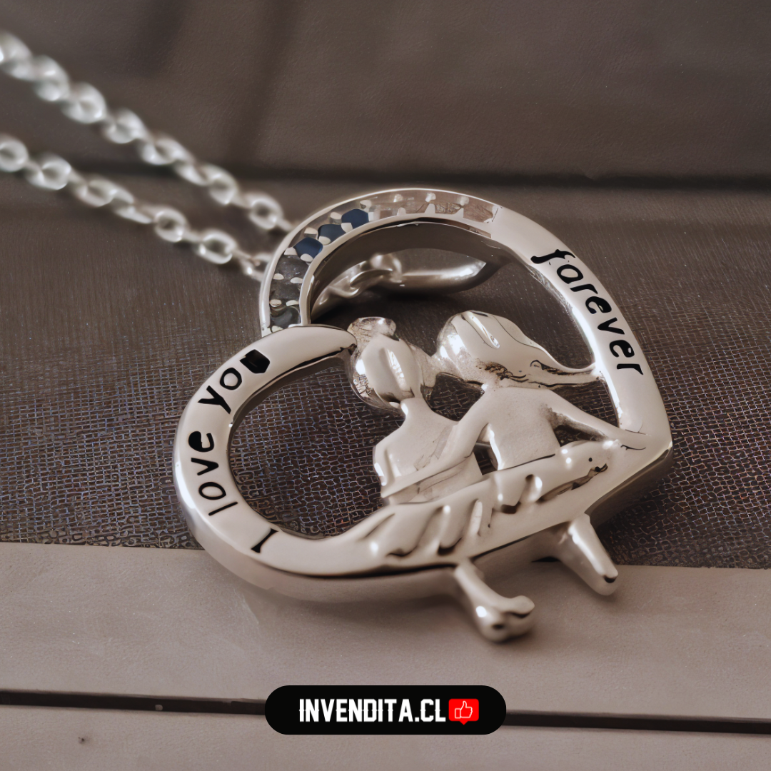 Collar de plata 925 corazón madre e hija con circones