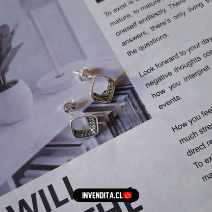 Aros de plata 925 cuadrado con circones